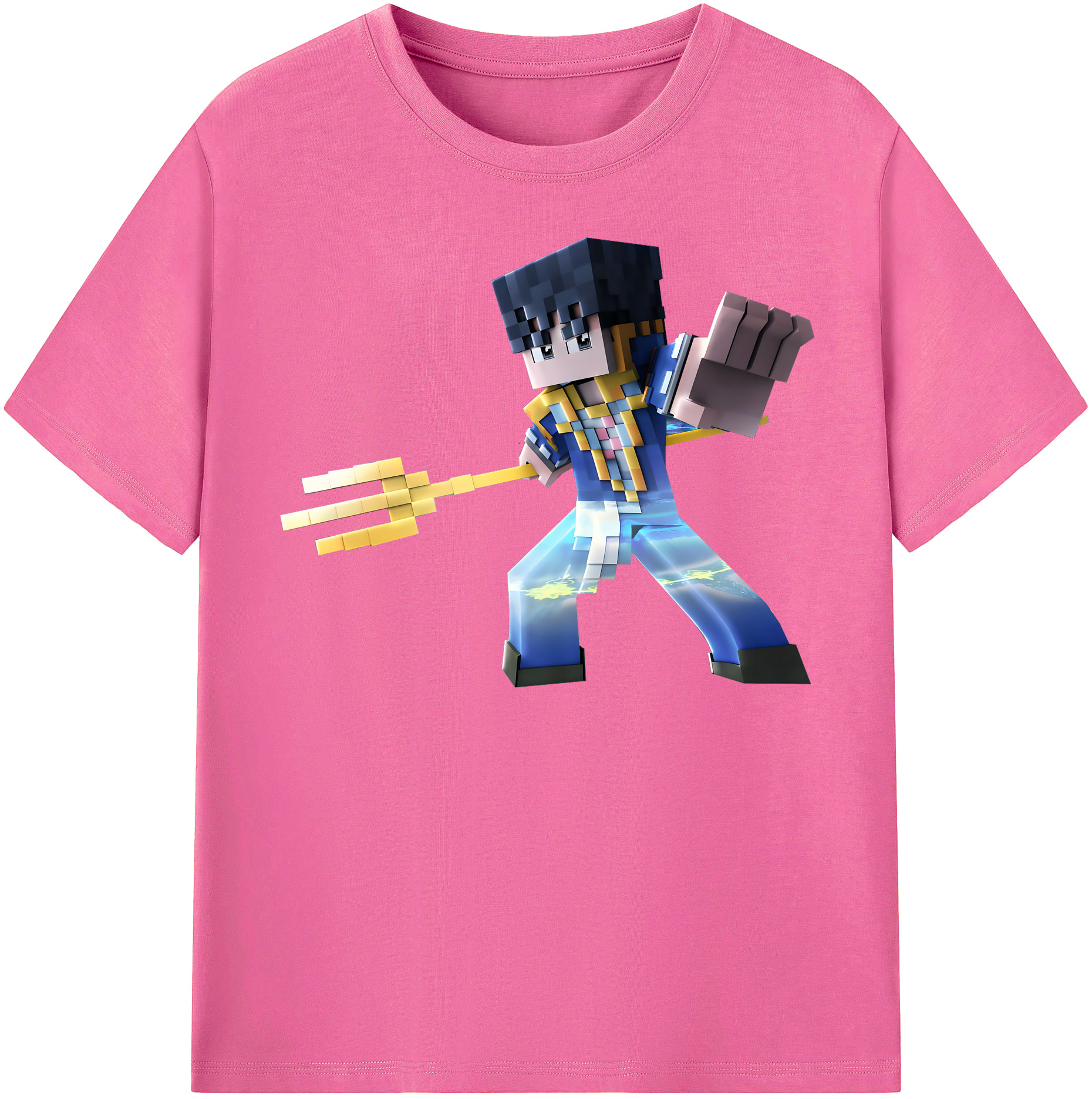（画像用） マインクラフト ブロックの世界 Minecraft MC Block world レディースカジュアルプリントTシャツ（綿100％）